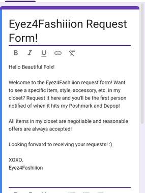 Fashiiion Request Form! 💋
